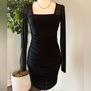 Fashion Nova Elegant Black Ruched Dress